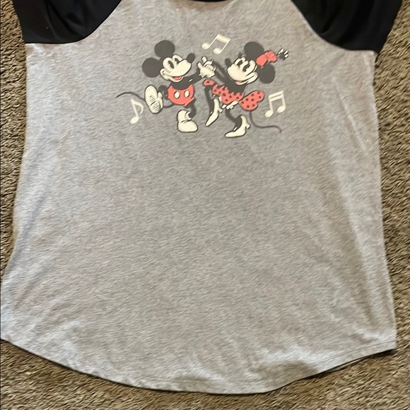 Torrid Gray and Black Mickey and Minnie 3/4 Sleeve Tee - Picture 6 of 7